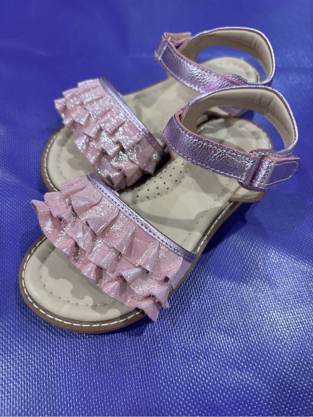 Elephantito Pink Metallic Ruffle Sandals for Kids